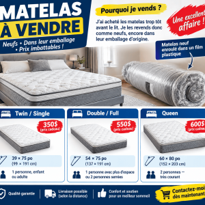 MATELAS NEUFS À PRIX CADEAU !